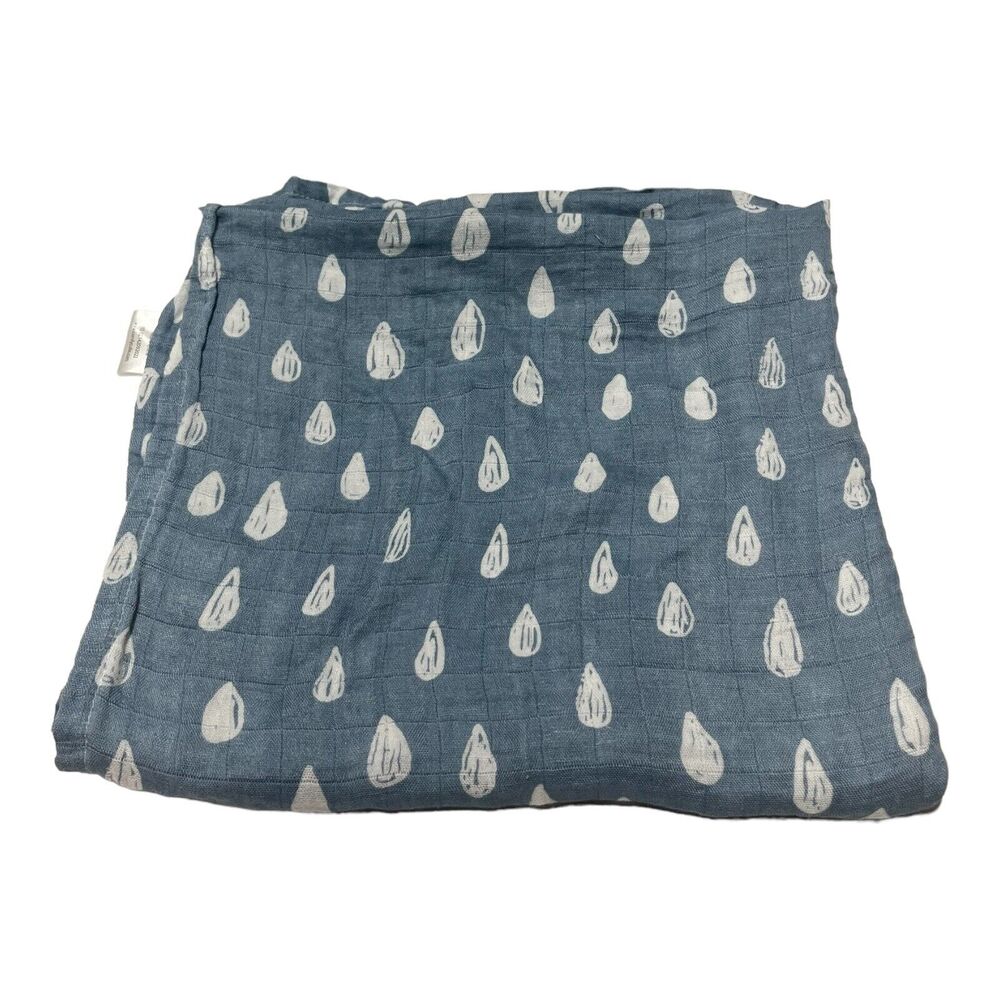 Comfy Cubs Blue Raindrop Muslin Swaddle Baby Blanket Rain